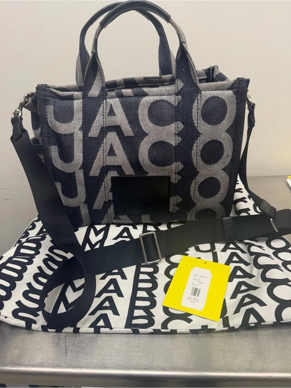 Marc Jacobs Black & Gray Logo Jacquard Tote